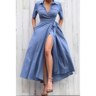 Denim-like Wrap Dress